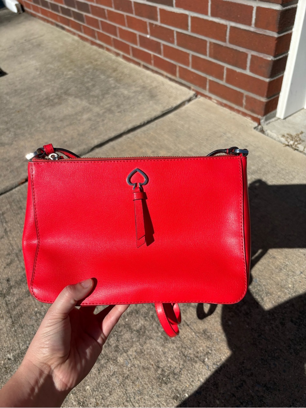 kate spade Red Leather Crossbody with Tassel Spade Accent